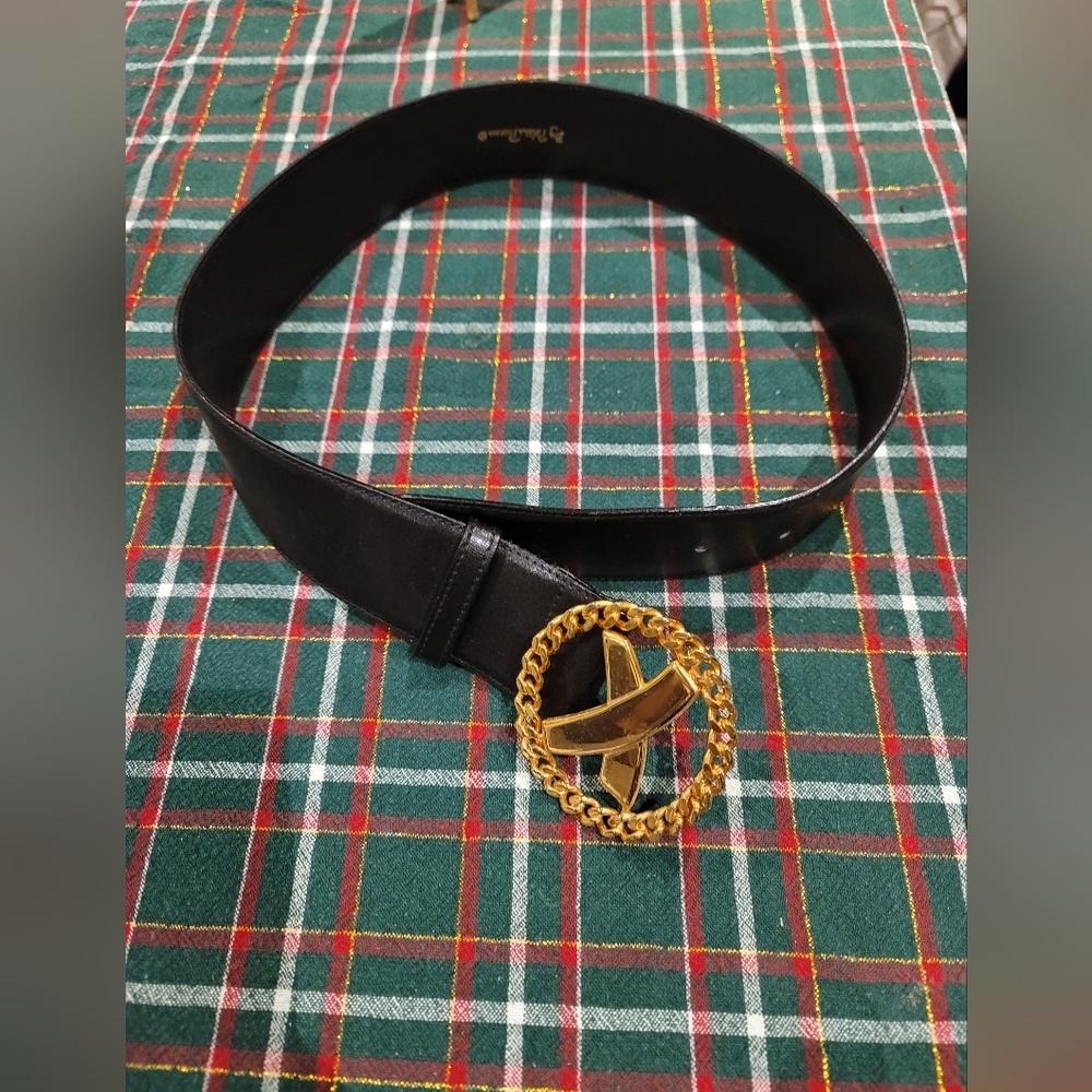 By Paloma Picasso genuine leather 2" belt